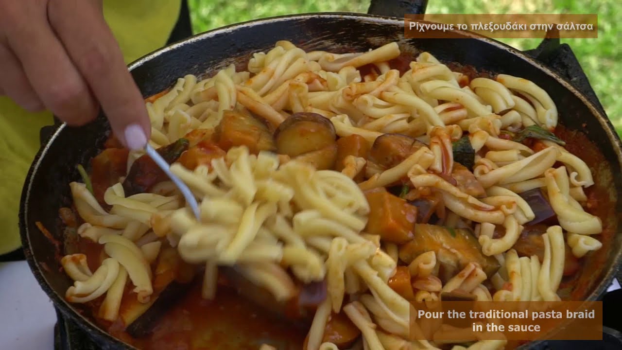 Action In Greece #Α​​-Ω #Tomato traditional pasta braid with eggplant!